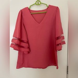Amazon Brand Raspberry colored V Neck Blouse